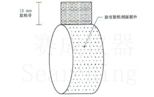 濟(jì)南賽成VOC-01環(huán)形初粘儀測(cè)試時(shí)，將膠帶式樣彎轉(zhuǎn)成如圖這樣的環(huán)形試樣，有膠面朝外